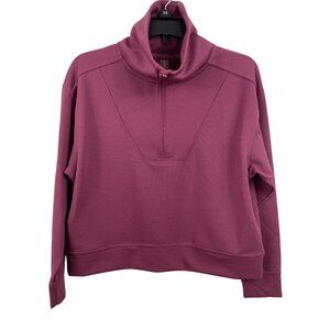 Vively Whims Top XS Mauve Ribbed Mock Neck Long Sleeve 1/4 Zip Pullover
